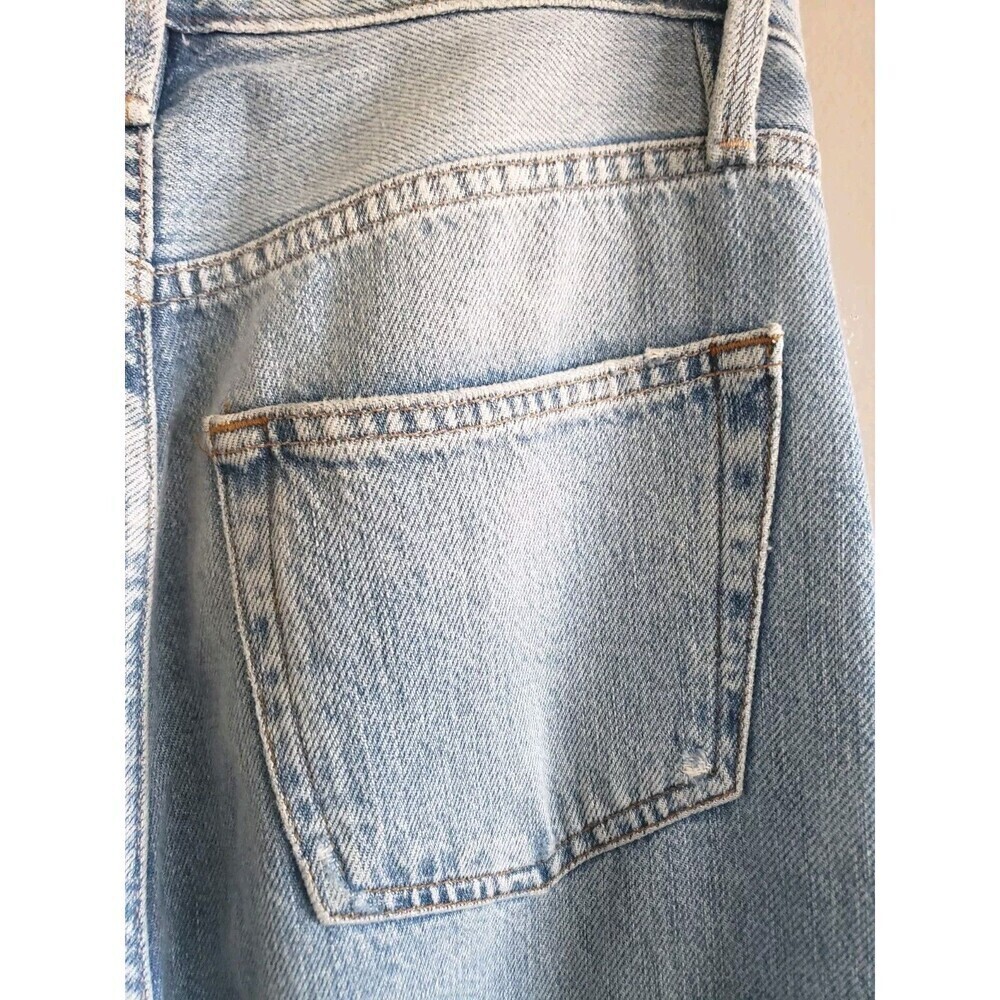 Frame Side Fringe Jeans Blue Light Wash Distressed Button Fly Size 25 - Picture 9 of 10